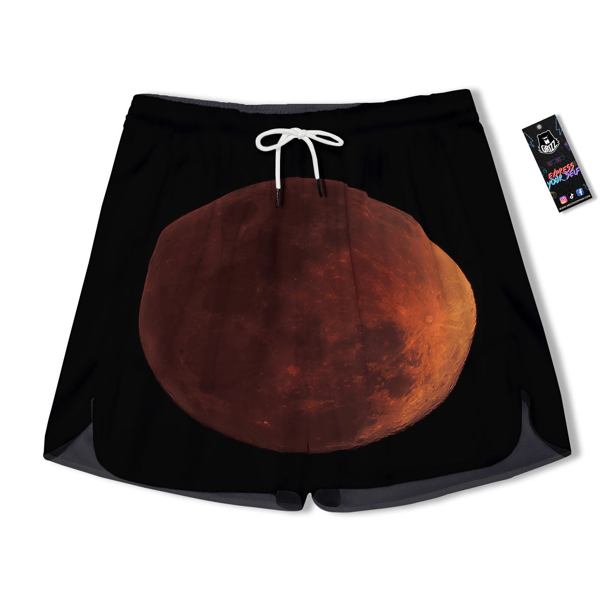 Lunar Cycle Eclipse Print Men's Running Shorts-grizzshop