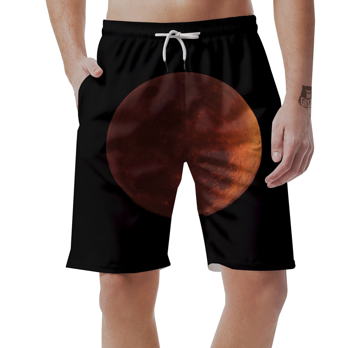Lunar Cycle Eclipse Print Men's Shorts-grizzshop