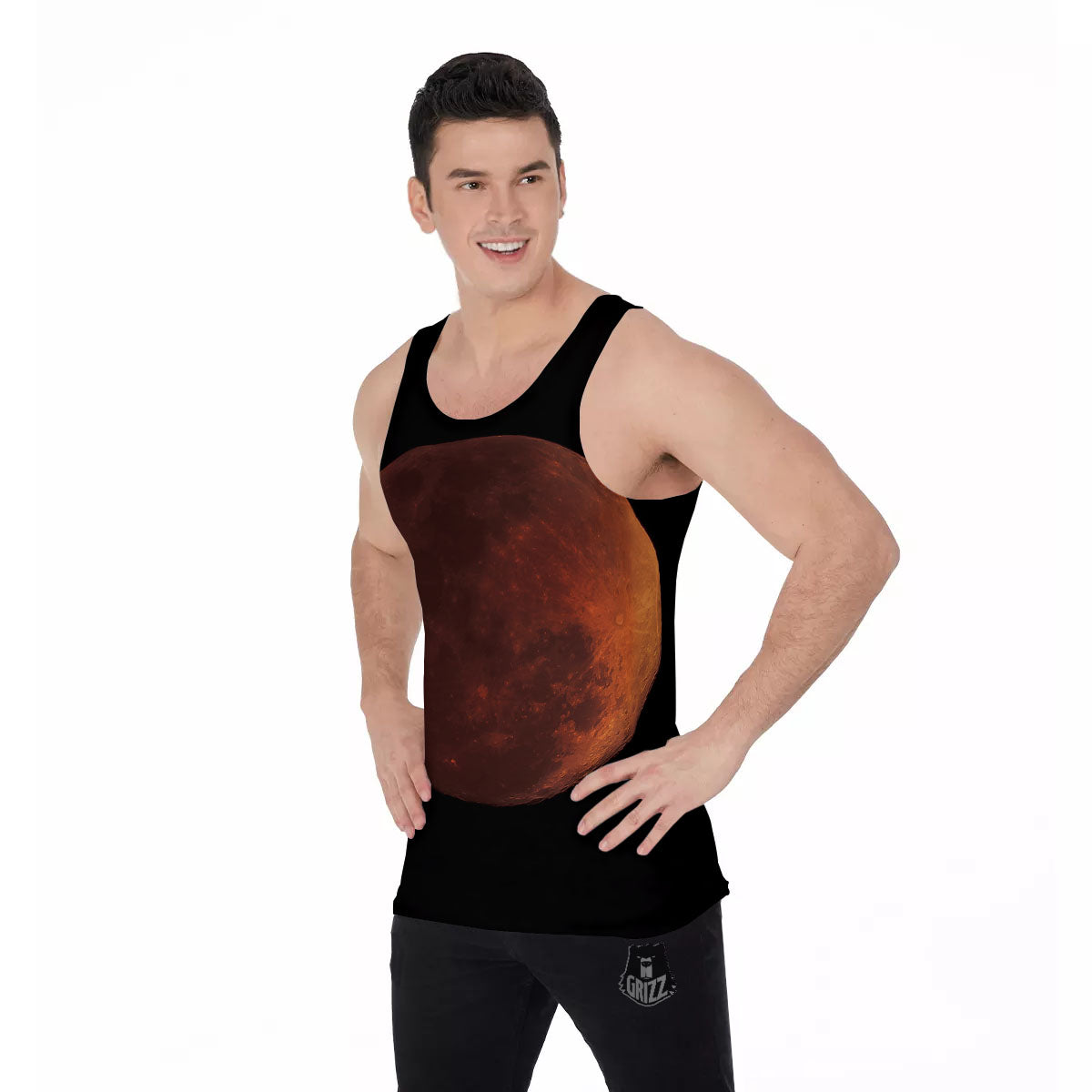 Lunar Cycle Eclipse Print Men's Tank Top-grizzshop