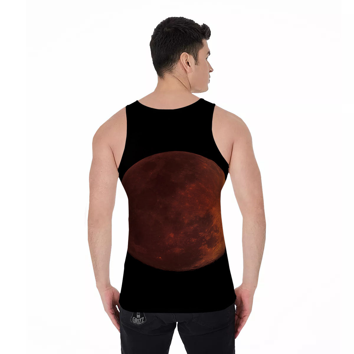 Lunar Cycle Eclipse Print Men's Tank Top-grizzshop