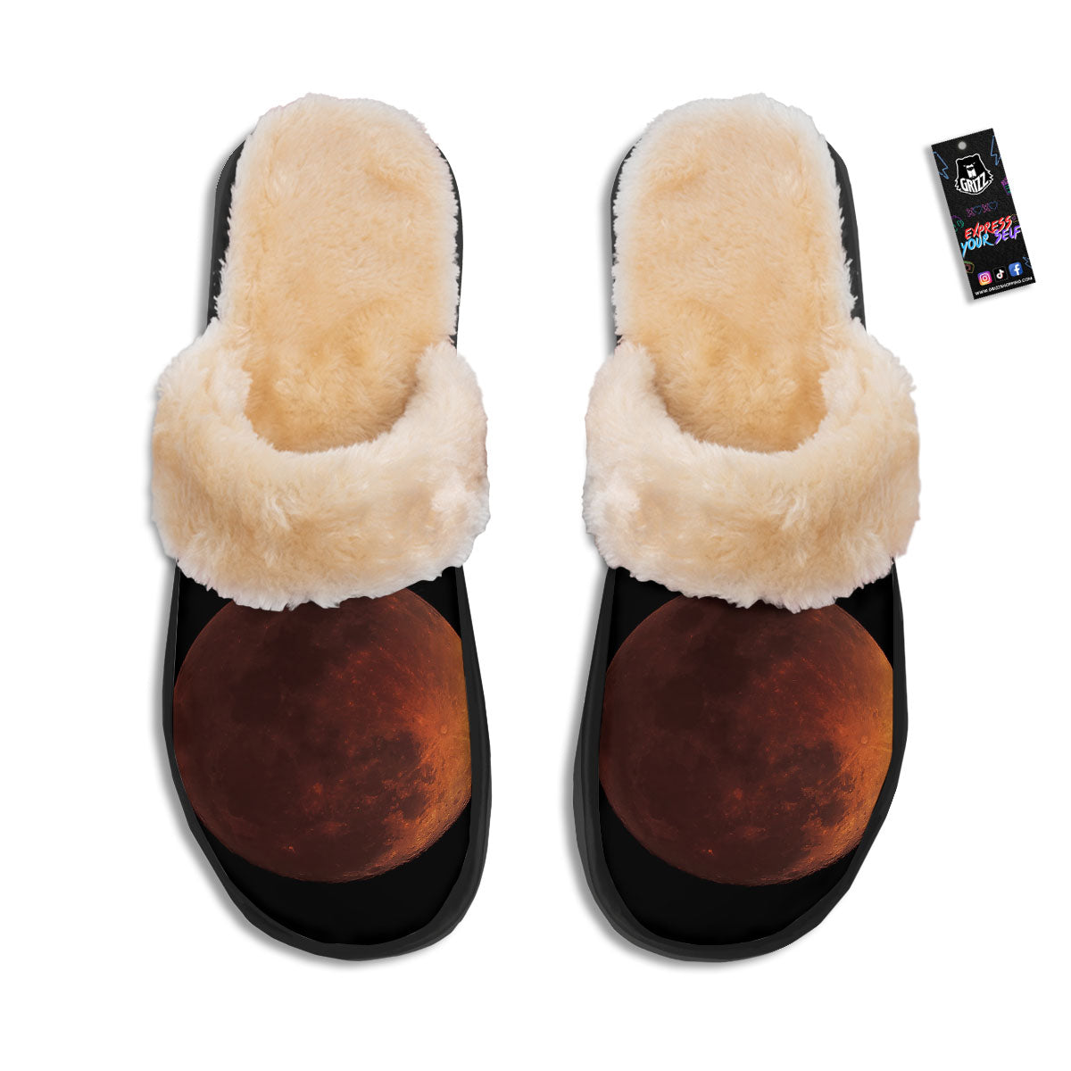 Lunar Cycle Eclipse Print Slippers-grizzshop