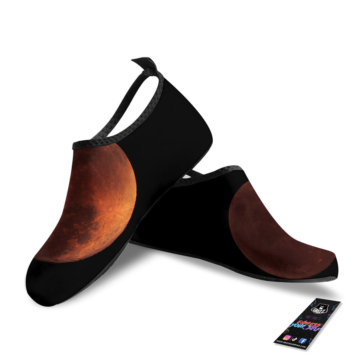 Lunar Cycle Eclipse Print Water Shoes-grizzshop
