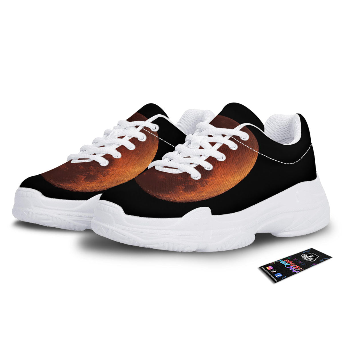 Lunar Cycle Eclipse Print White Chunky Shoes-grizzshop
