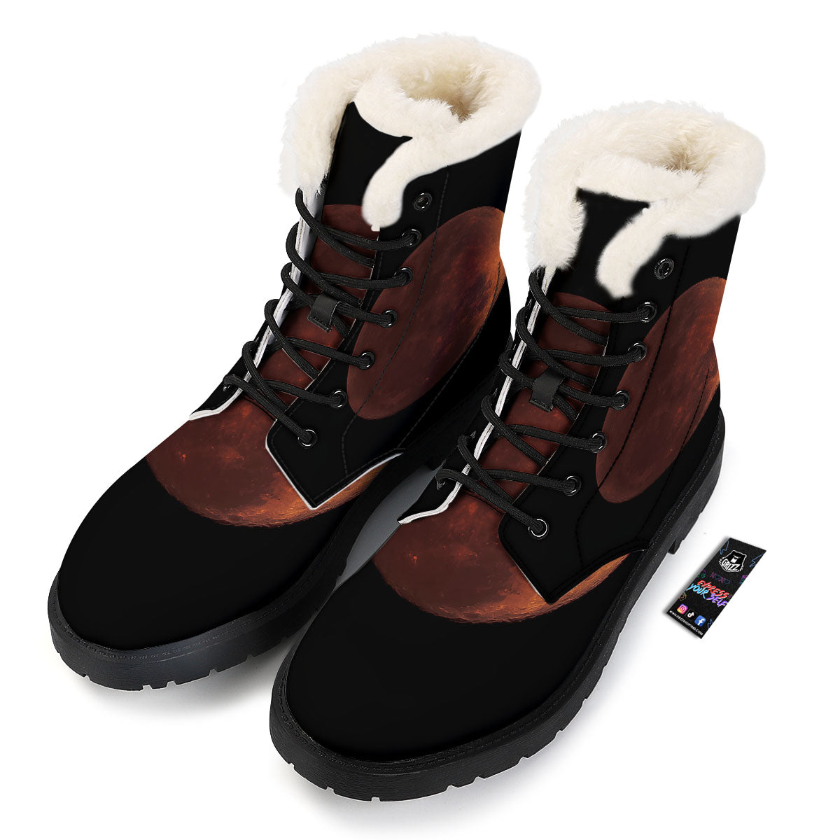 Lunar Cycle Eclipse Print Winter Boots-grizzshop