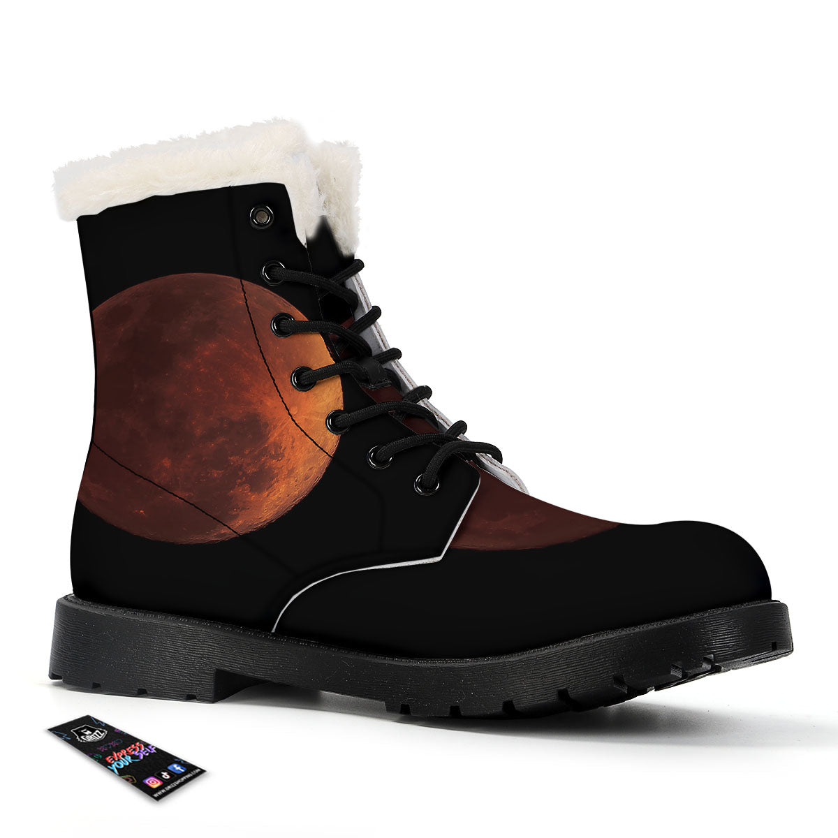 Lunar Cycle Eclipse Print Winter Boots-grizzshop