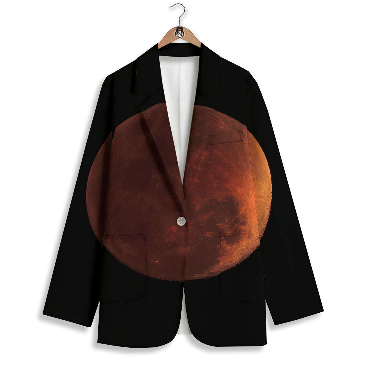 Lunar Cycle Eclipse Print Women's Blazer-grizzshop