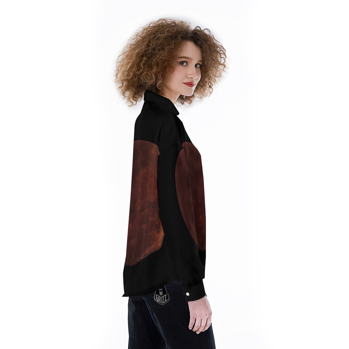 Lunar Cycle Eclipse Print Women's Long Sleeve Shirts-grizzshop