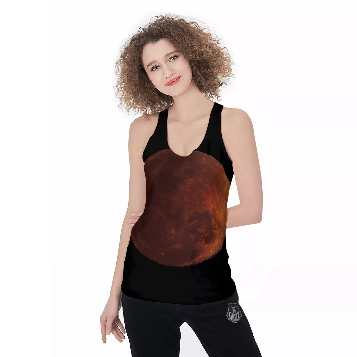 Lunar Cycle Eclipse Print Women's Racerback Tank Top-grizzshop
