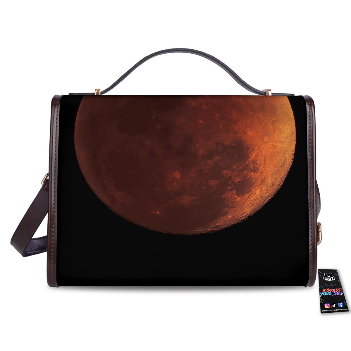 Lunar Cycle Eclipse Print Women's Satchel Bag-grizzshop