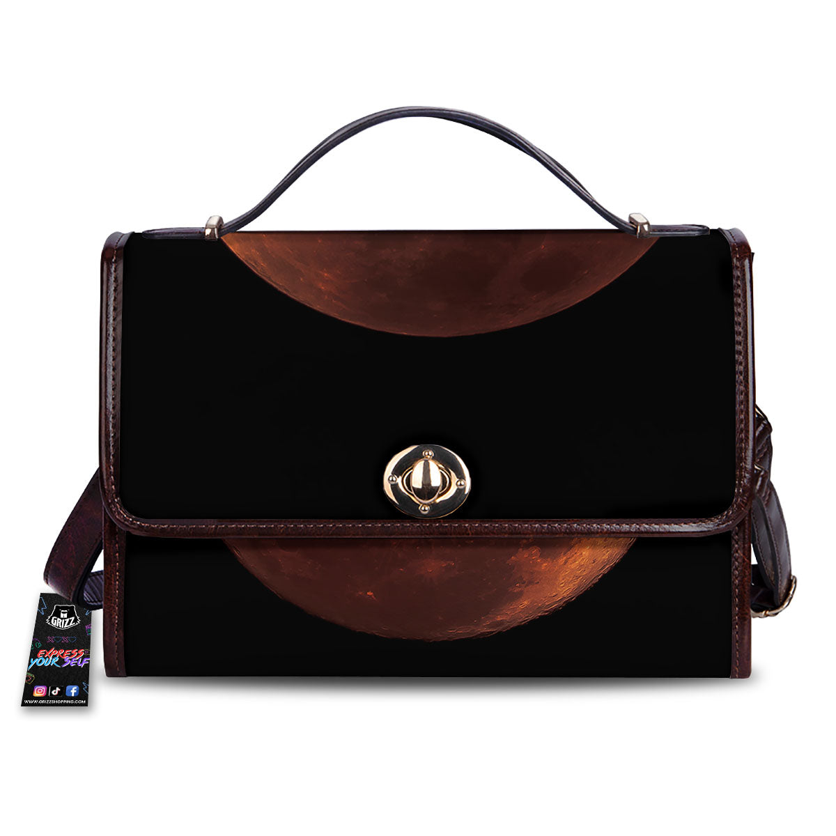 Lunar Cycle Eclipse Print Women's Satchel Bag-grizzshop