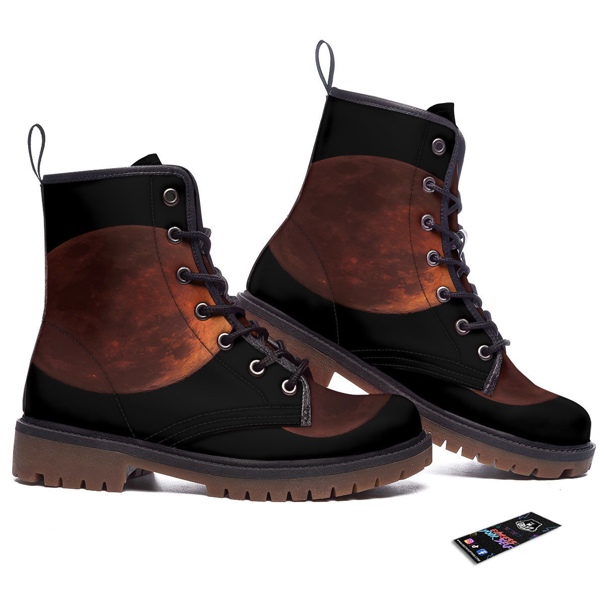 Lunar Cycle Eclipse Print Work Boots-grizzshop