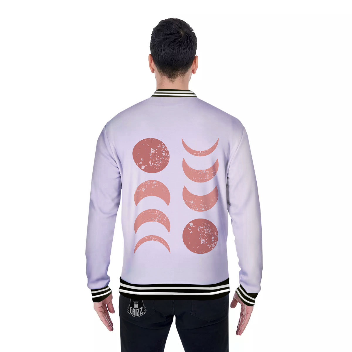Lunar Cycle Phase Print Baseball Jacket-grizzshop