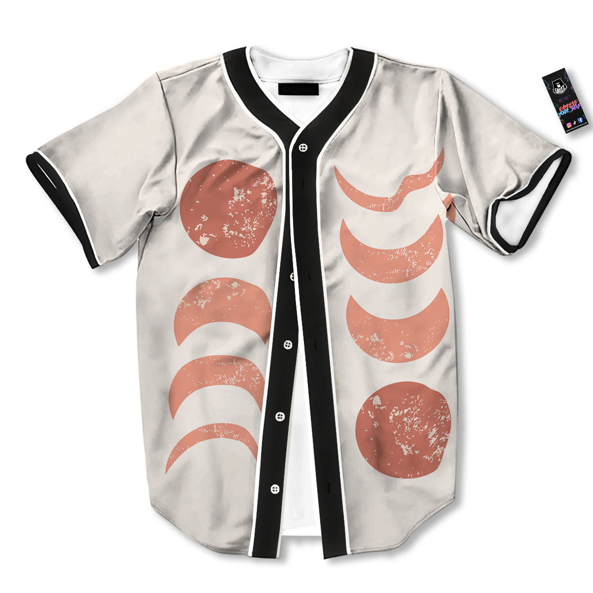 Lunar Cycle Phase Print Baseball Jersey-grizzshop