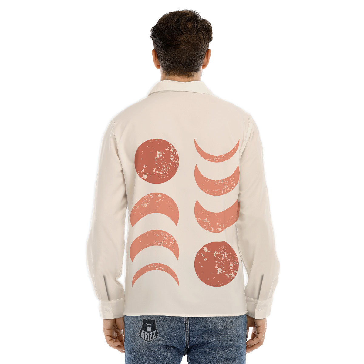 Lunar Cycle Phase Print Men's Dress Shirts-grizzshop