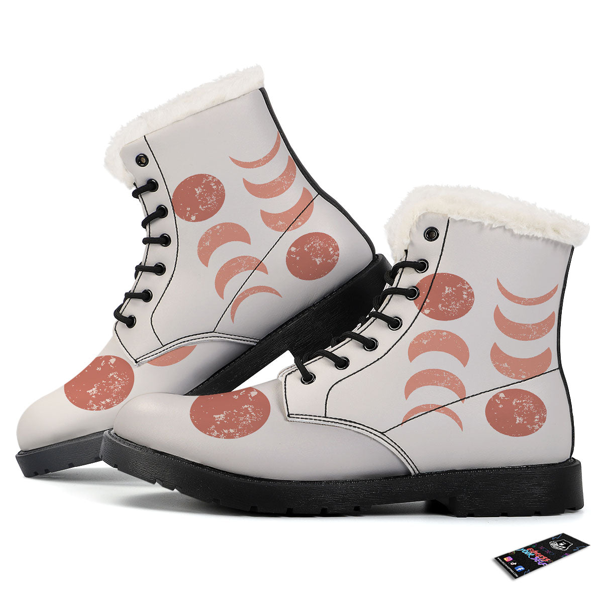 Lunar Cycle Phase Print Winter Boots-grizzshop