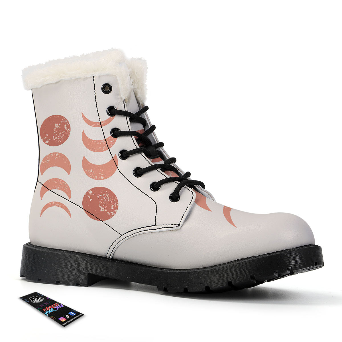 Lunar Cycle Phase Print Winter Boots-grizzshop