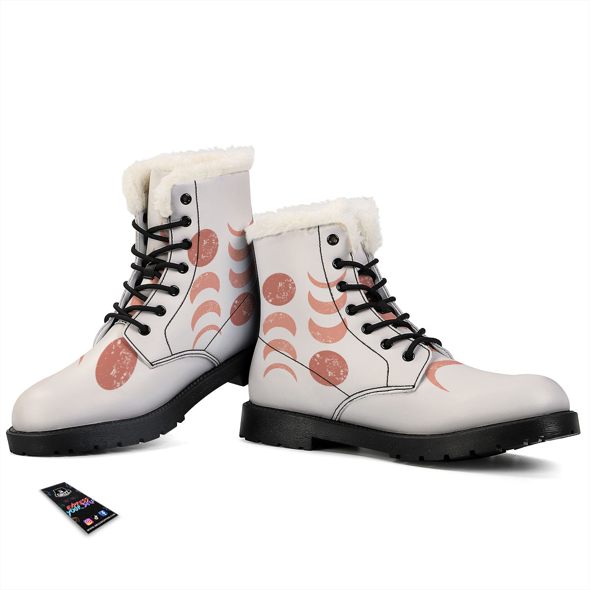 Lunar Cycle Phase Print Winter Boots-grizzshop