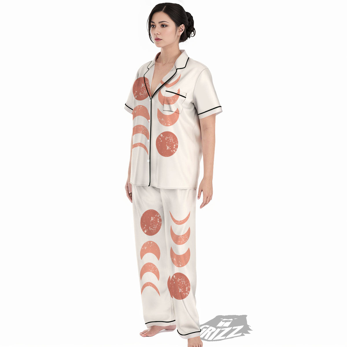 Lunar Cycle Phase Print Women's Pajamas Set-grizzshop
