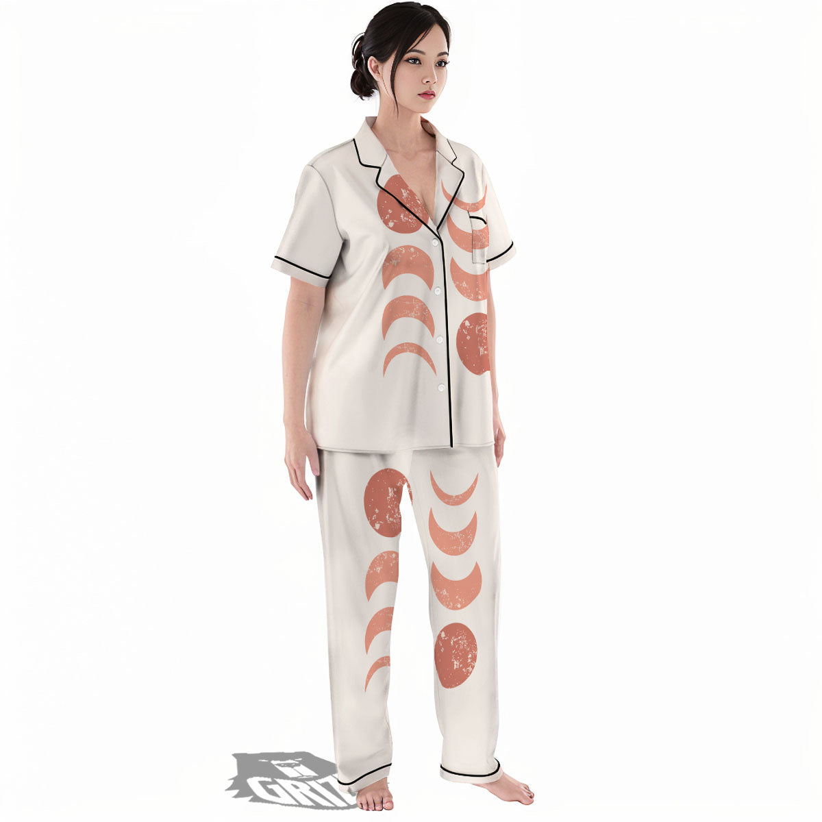 Lunar Cycle Phase Print Women's Pajamas Set-grizzshop