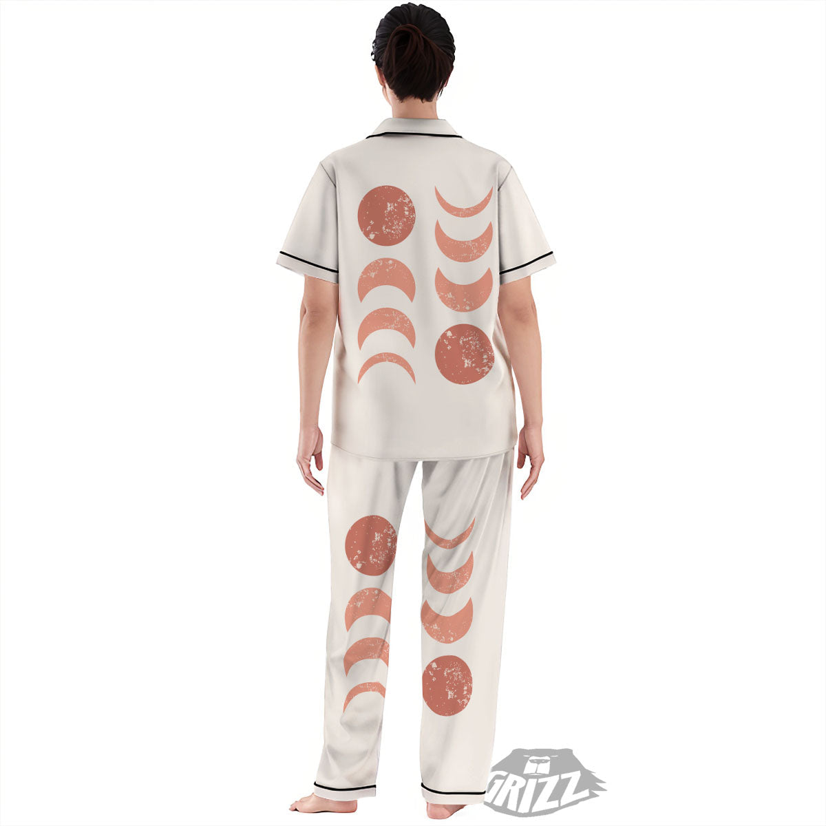 Lunar Cycle Phase Print Women's Pajamas Set-grizzshop