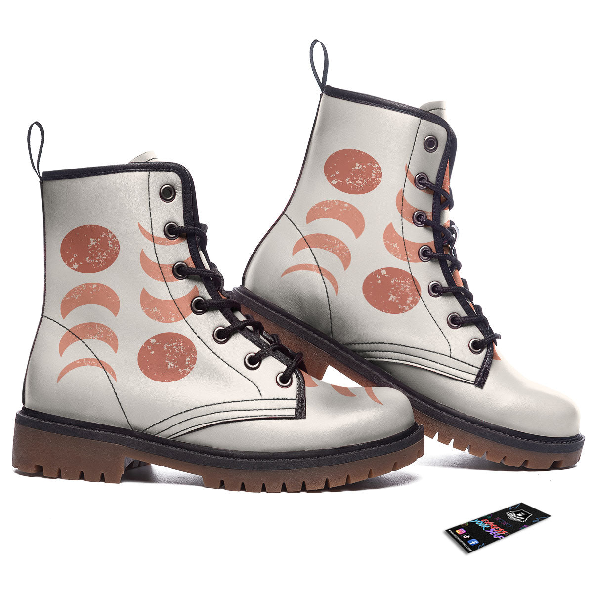 Lunar Cycle Phase Print Work Boots-grizzshop