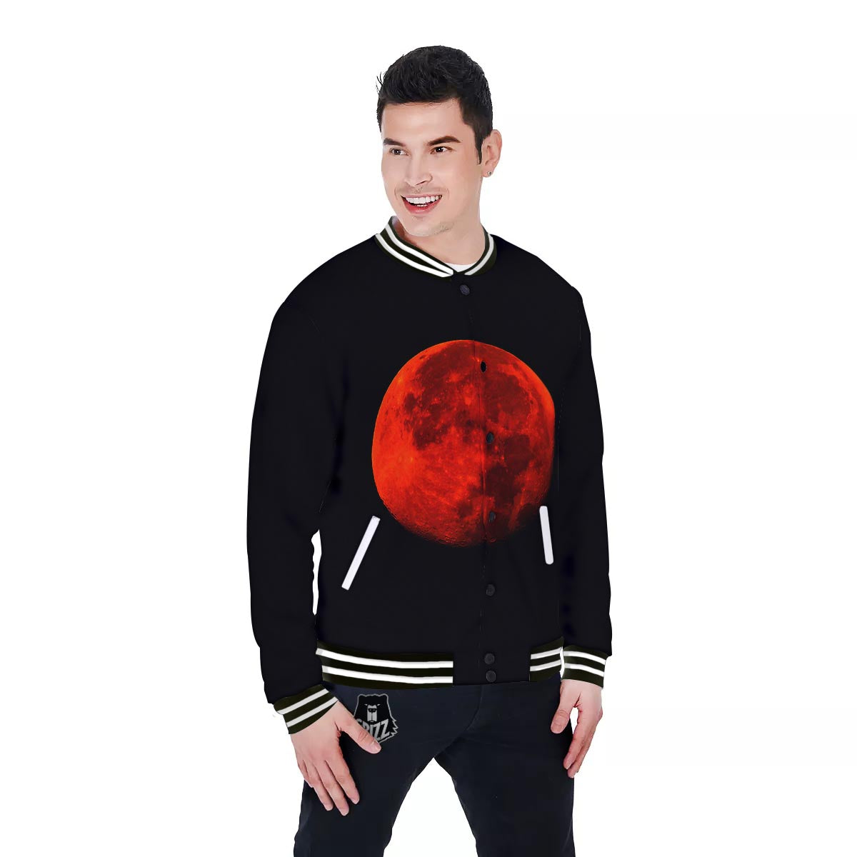 Lunar Eclipse Super Blood Moon Print Baseball Jacket-grizzshop