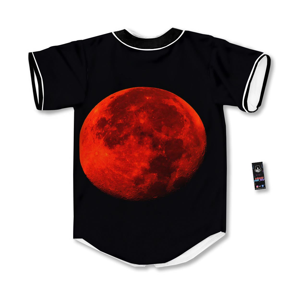 Lunar Eclipse Super Blood Moon Print Baseball Jersey-grizzshop