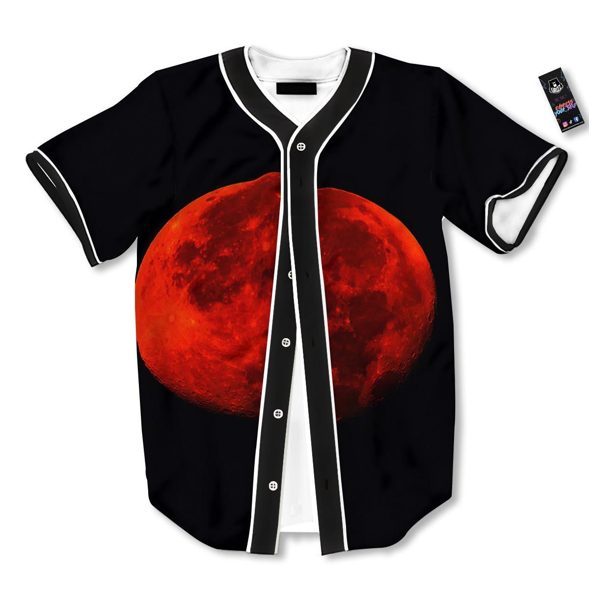 Lunar Eclipse Super Blood Moon Print Baseball Jersey-grizzshop