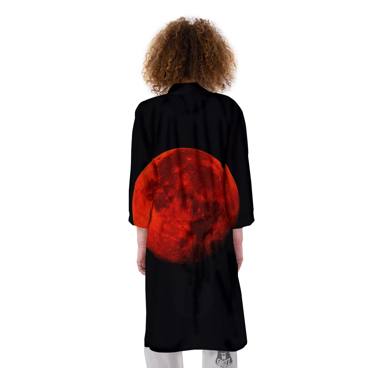 Lunar Eclipse Super Blood Moon Print Kimono-grizzshop