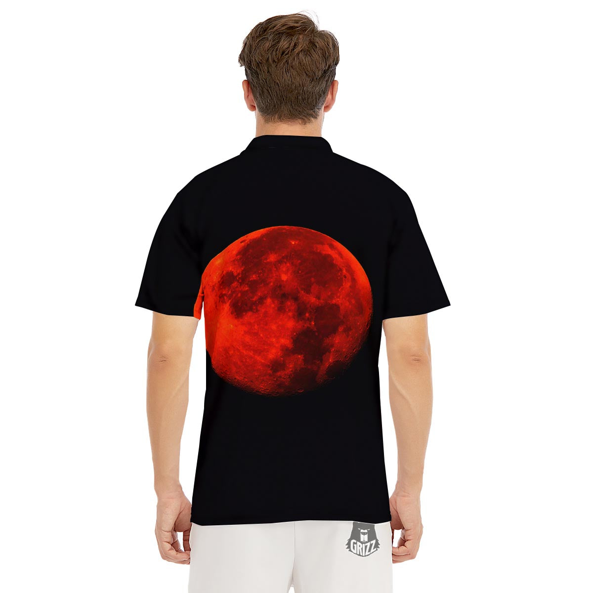 Lunar Eclipse Super Blood Moon Print Men's Golf Shirts-grizzshop
