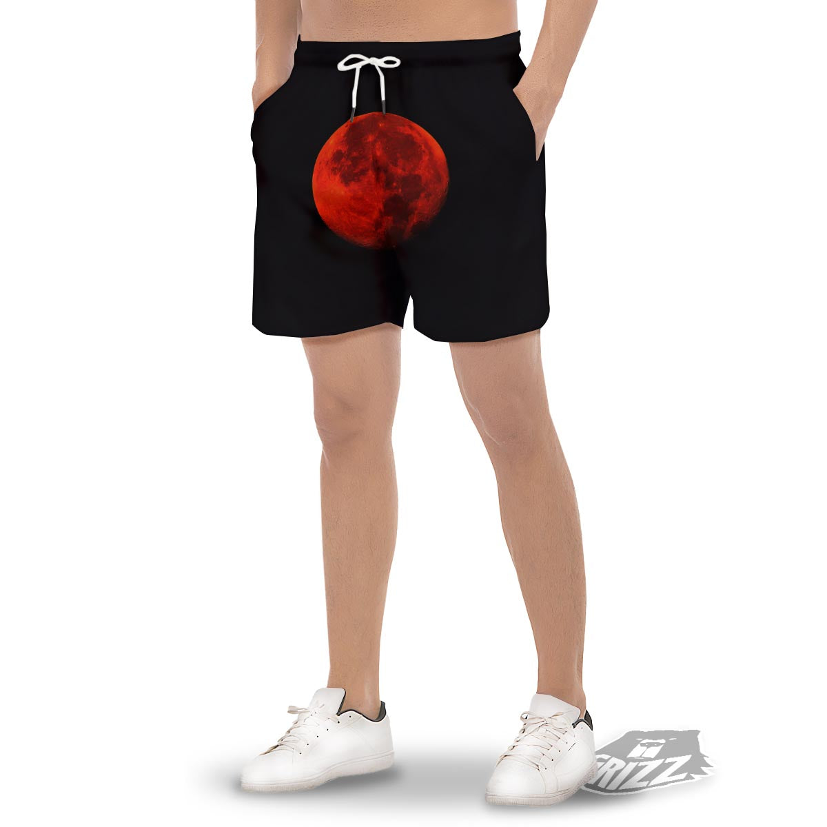 Lunar Eclipse Super Blood Moon Print Men's Gym Shorts-grizzshop