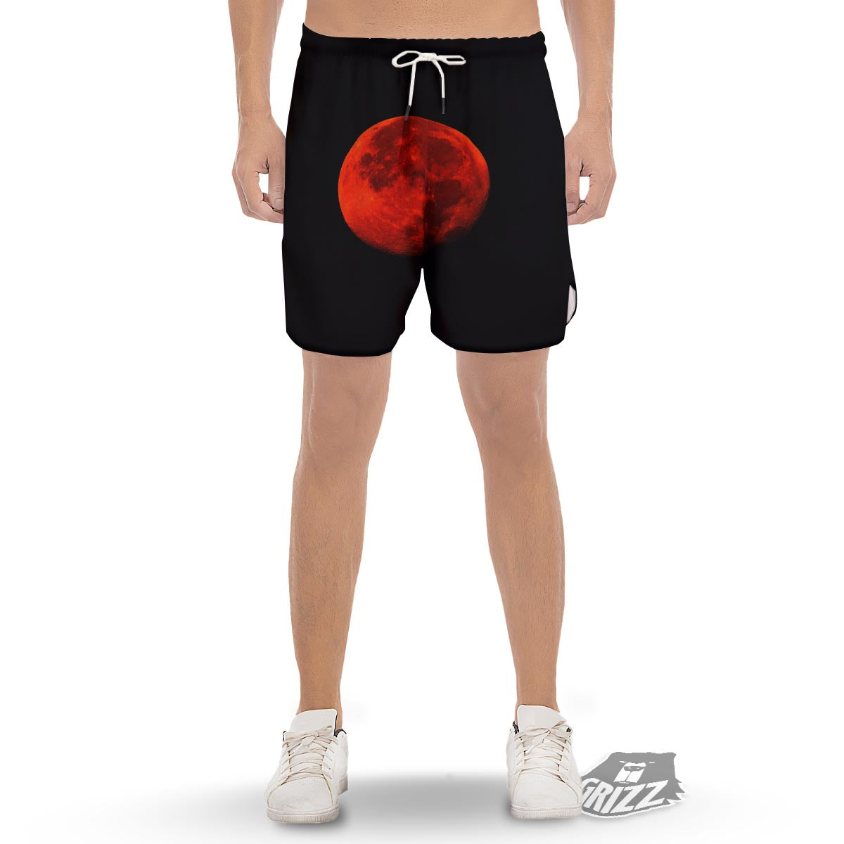 Lunar Eclipse Super Blood Moon Print Men's Gym Shorts-grizzshop