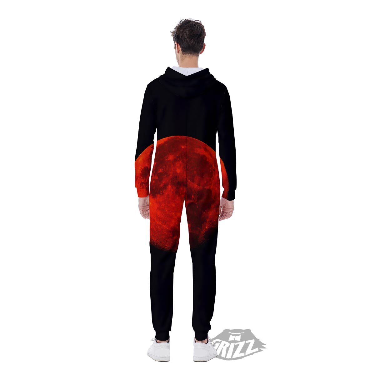 Lunar Eclipse Super Blood Moon Print Men's Jumpsuit-grizzshop
