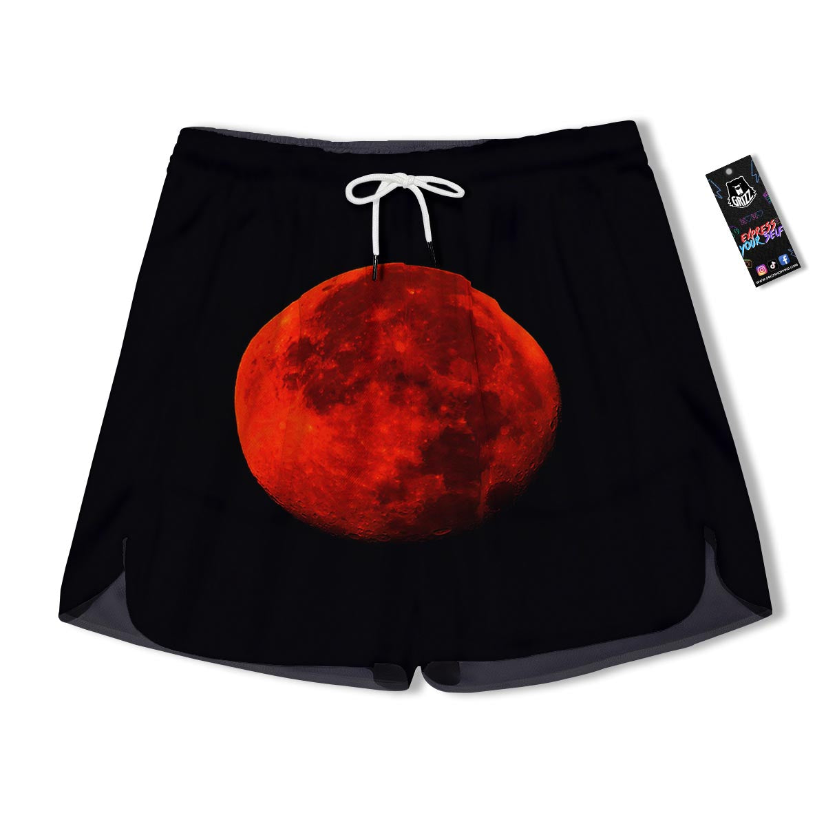 Lunar Eclipse Super Blood Moon Print Men's Running Shorts-grizzshop