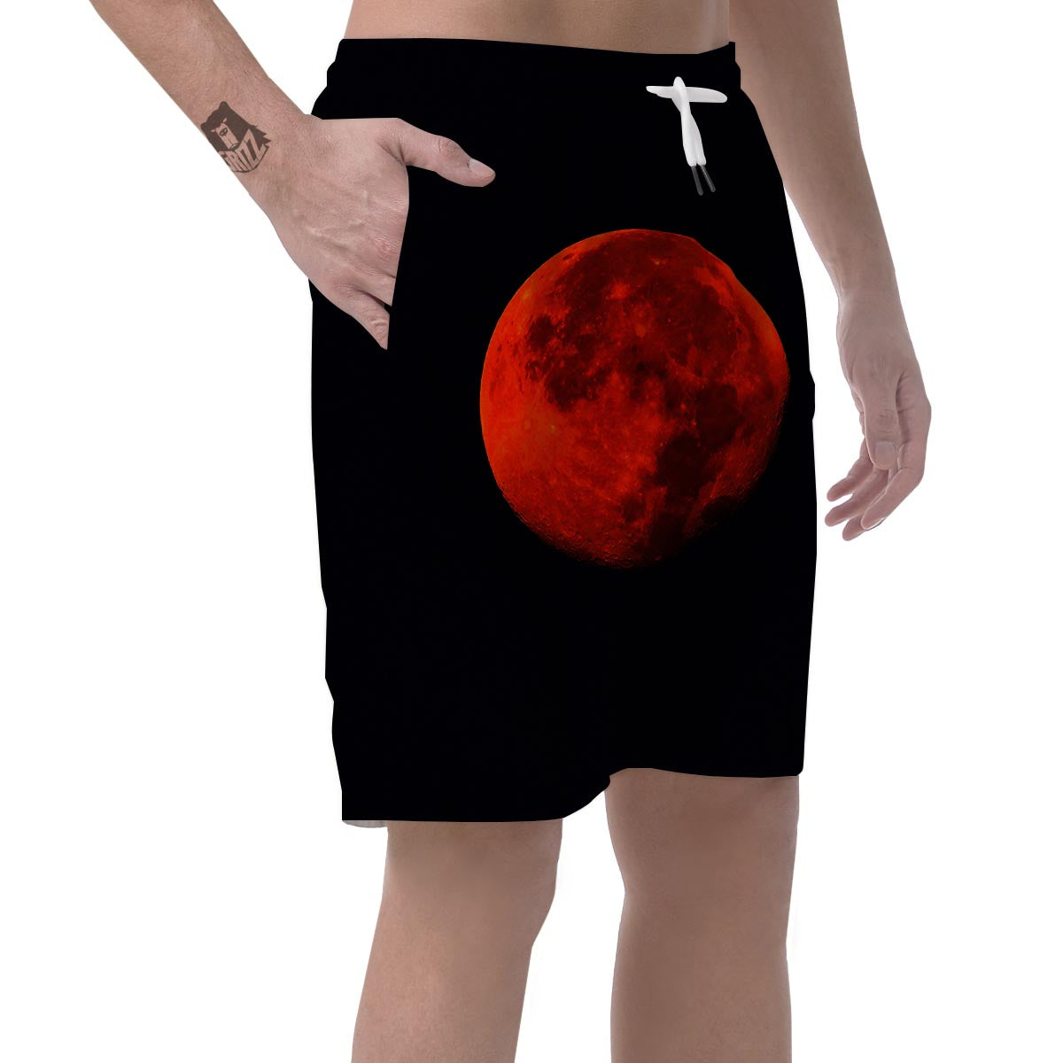 Lunar Eclipse Super Blood Moon Print Men's Shorts-grizzshop