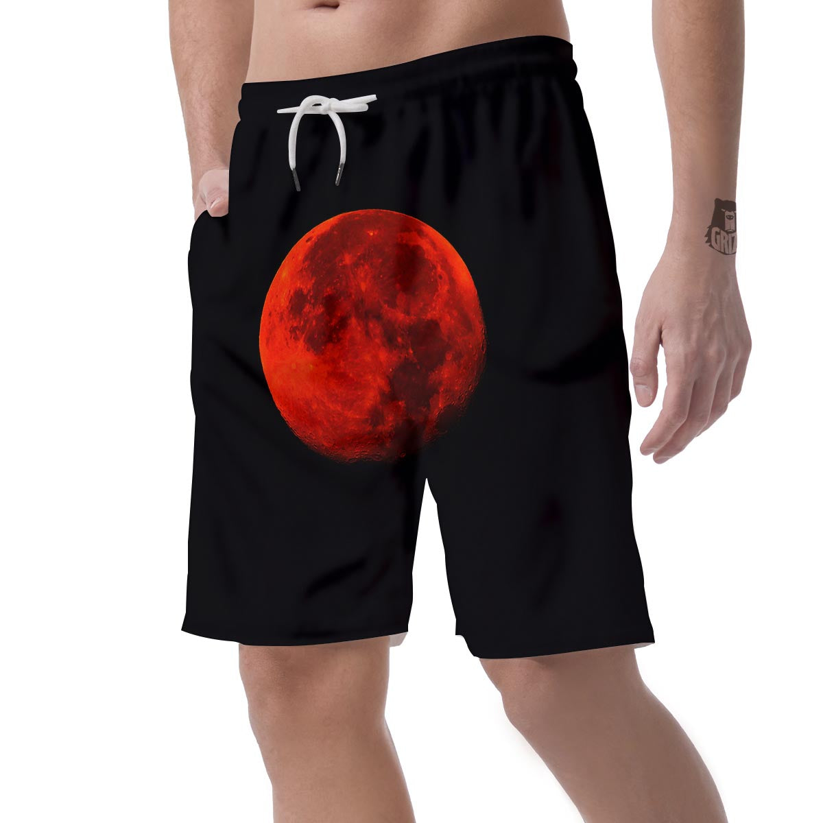 Lunar Eclipse Super Blood Moon Print Men's Shorts-grizzshop