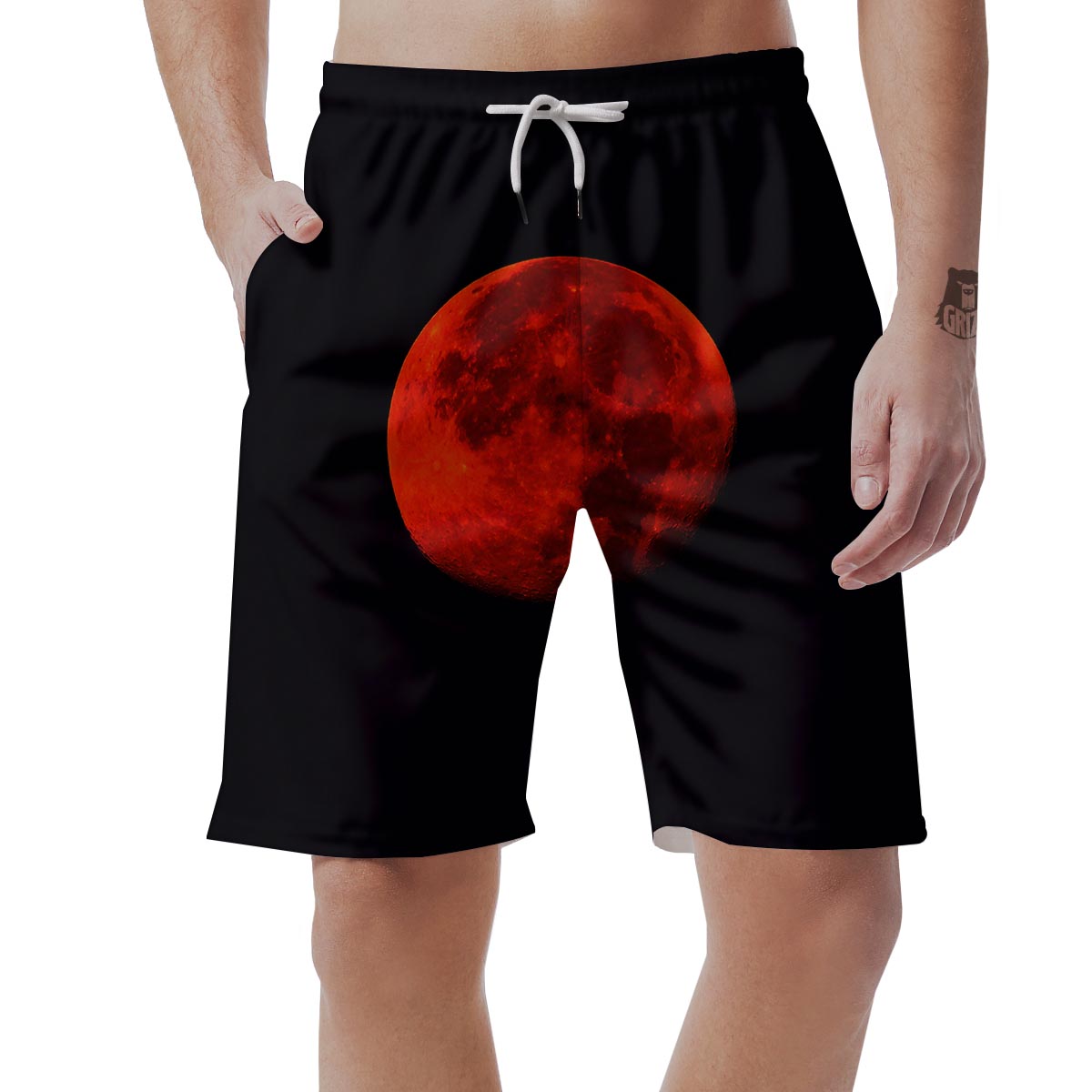 Lunar Eclipse Super Blood Moon Print Men's Shorts-grizzshop