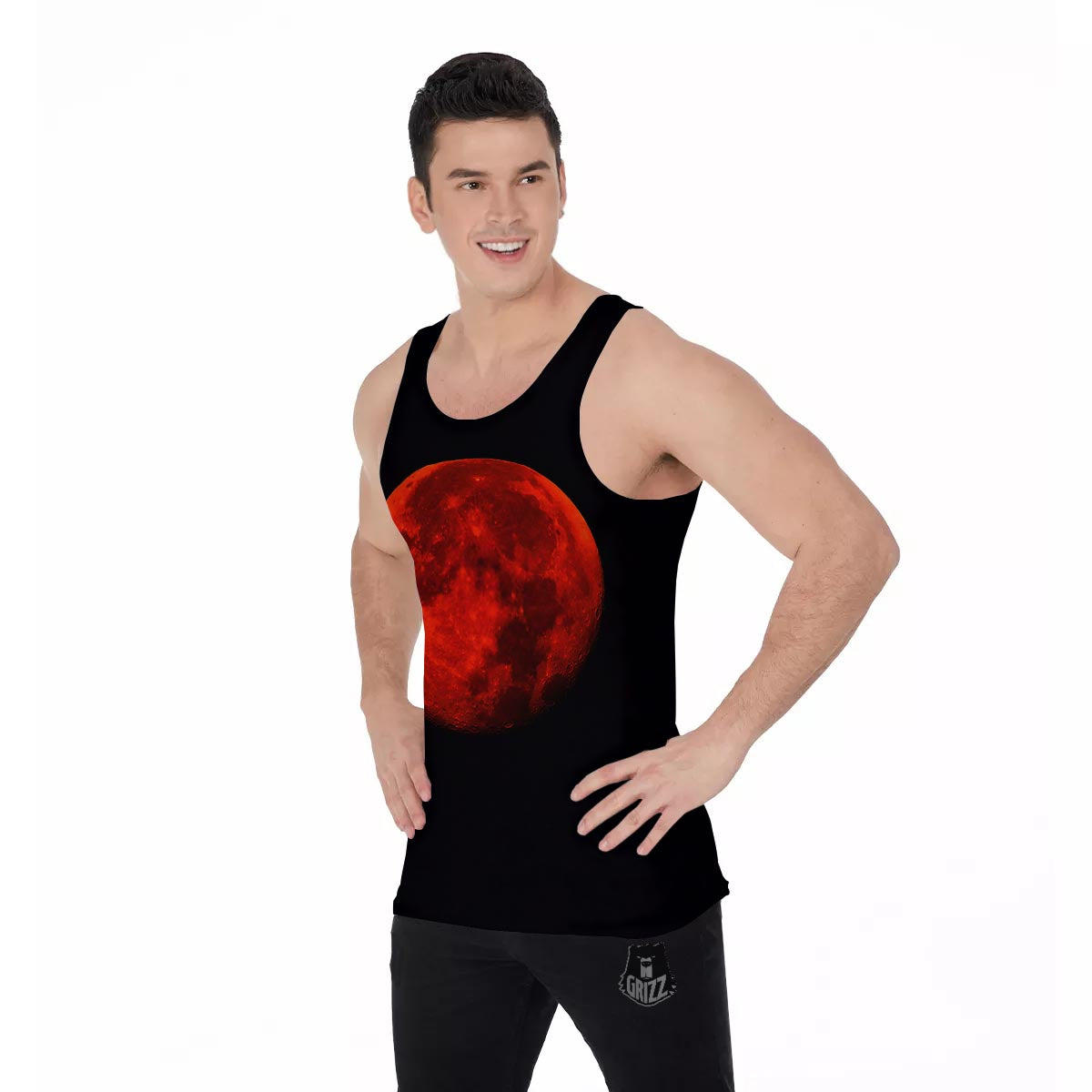 Lunar Eclipse Super Blood Moon Print Men's Tank Top-grizzshop