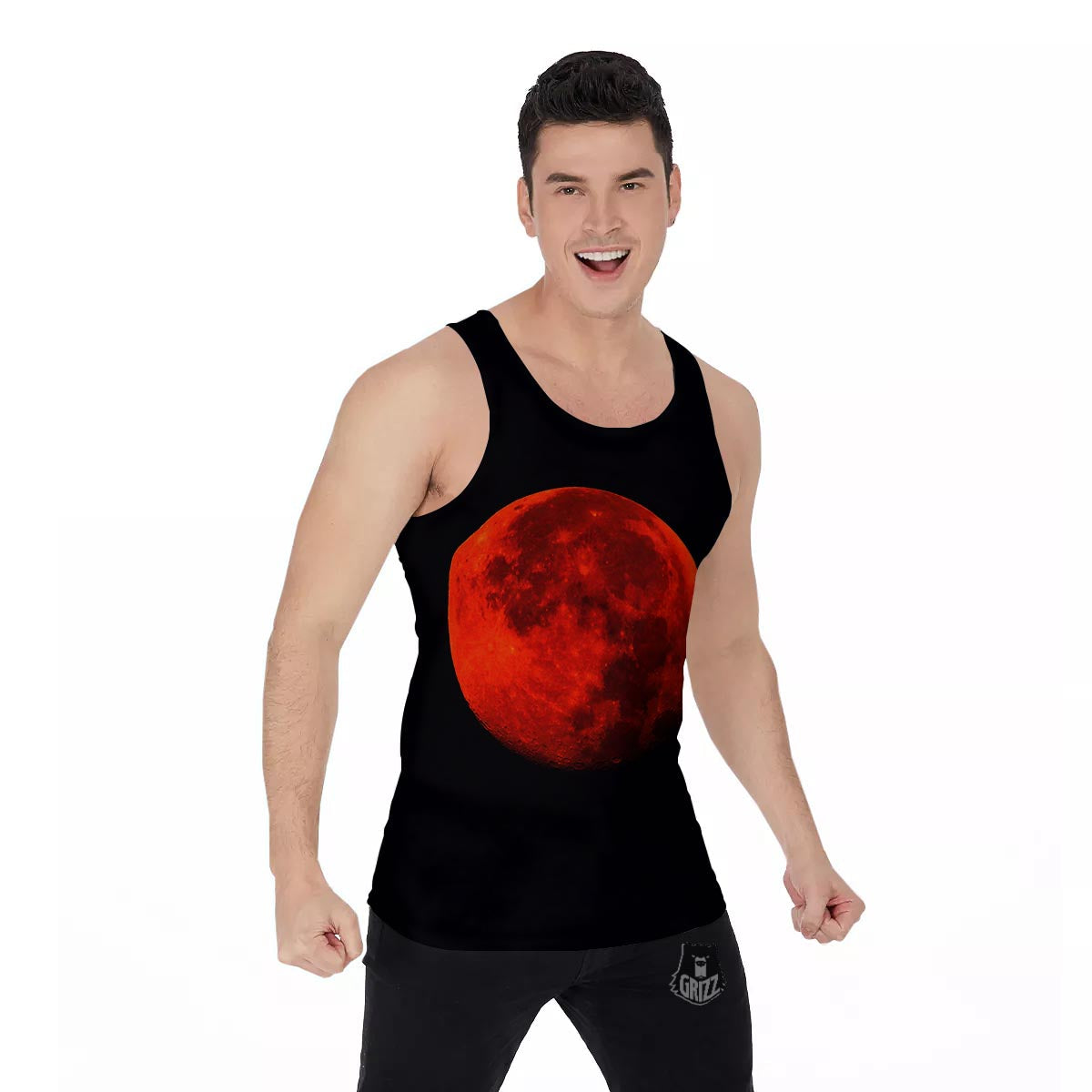 Lunar Eclipse Super Blood Moon Print Men's Tank Top-grizzshop
