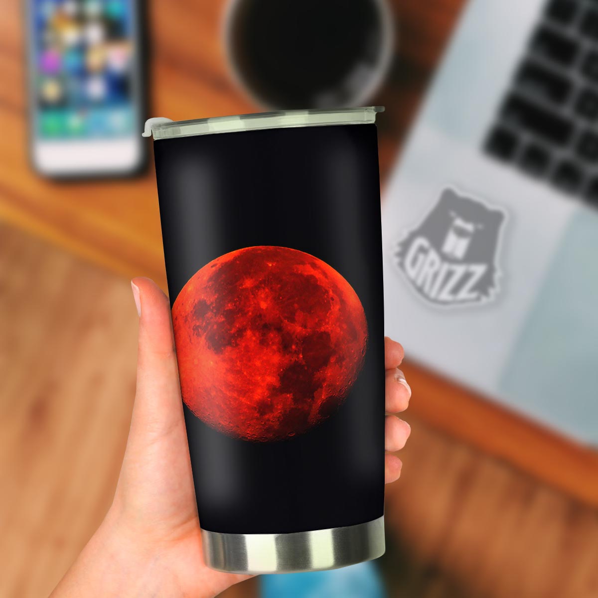Lunar Eclipse Super Blood Moon Print Tumbler-grizzshop