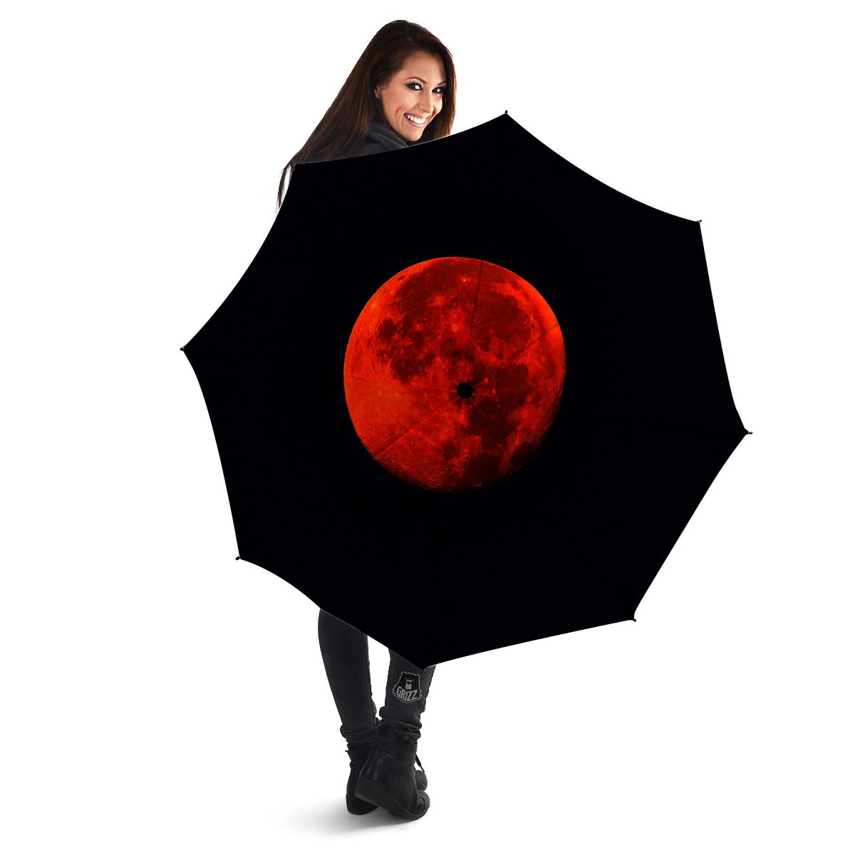 Lunar Eclipse Super Blood Moon Print Umbrella-grizzshop