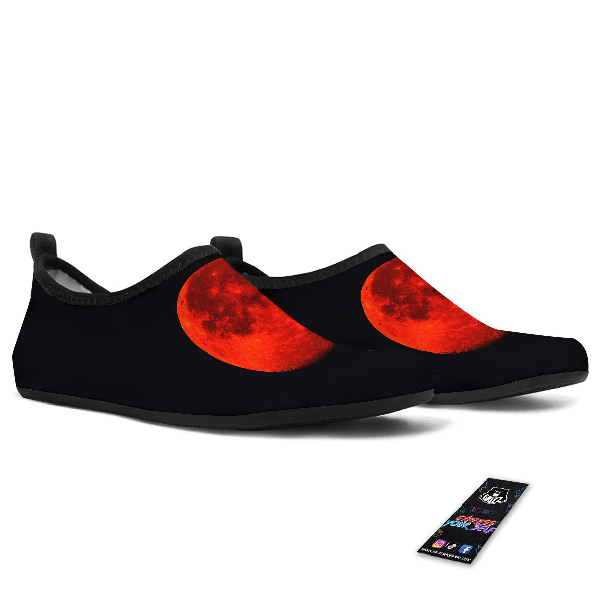Lunar Eclipse Super Blood Moon Print Water Shoes-grizzshop