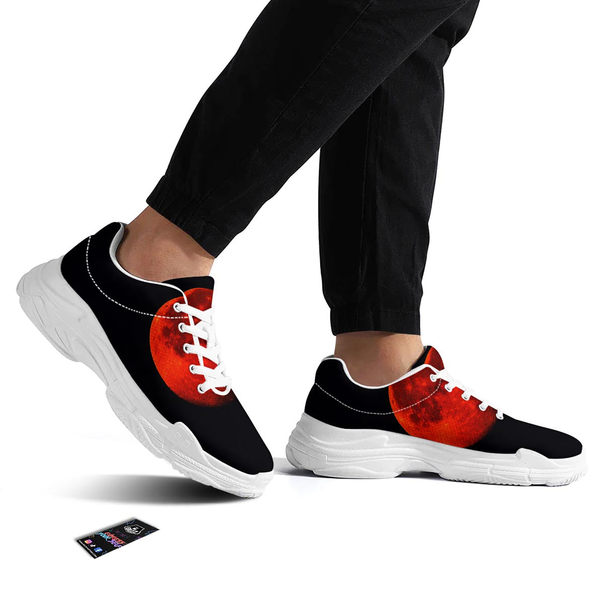 Lunar Eclipse Super Blood Moon Print White Chunky Shoes-grizzshop