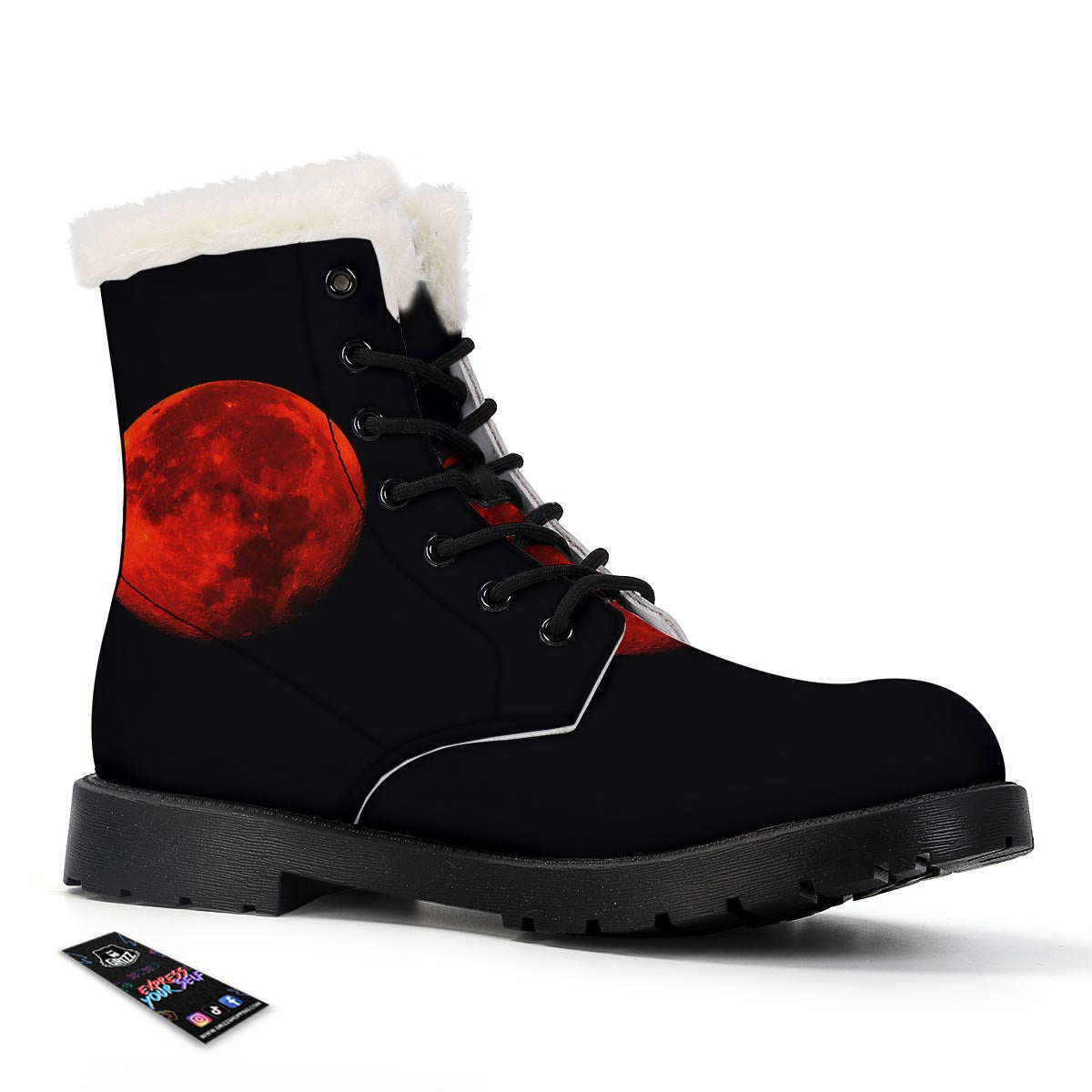 Lunar Eclipse Super Blood Moon Print Winter Boots-grizzshop