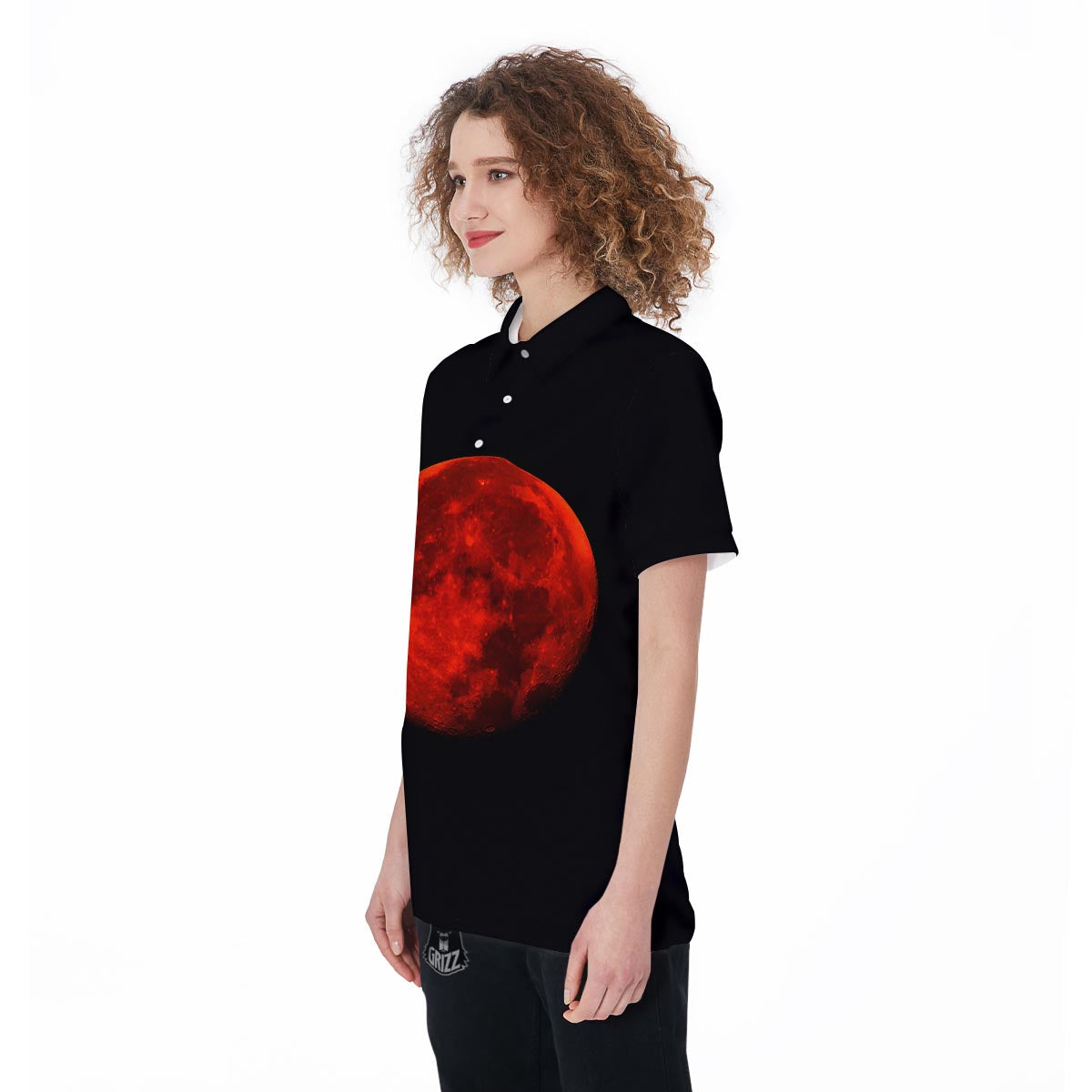Lunar Eclipse Super Blood Moon Print Women's Golf Shirts-grizzshop