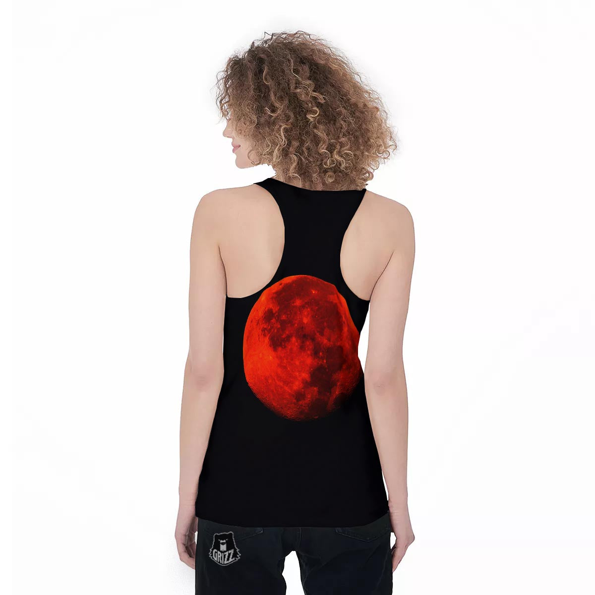 Lunar Eclipse Super Blood Moon Print Women's Racerback Tank Top-grizzshop