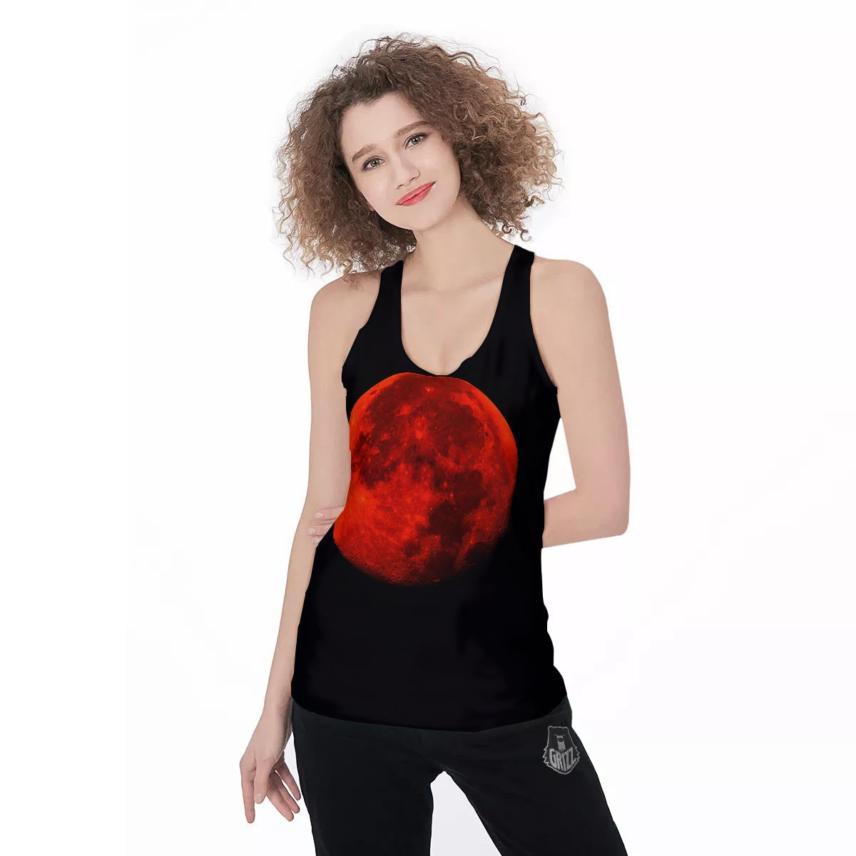 Lunar Eclipse Super Blood Moon Print Women's Racerback Tank Top-grizzshop