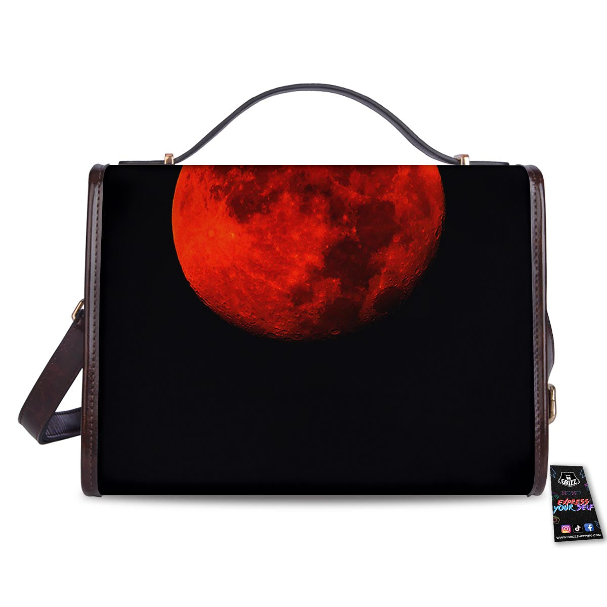 Lunar Eclipse Super Blood Moon Print Women's Satchel Bag-grizzshop