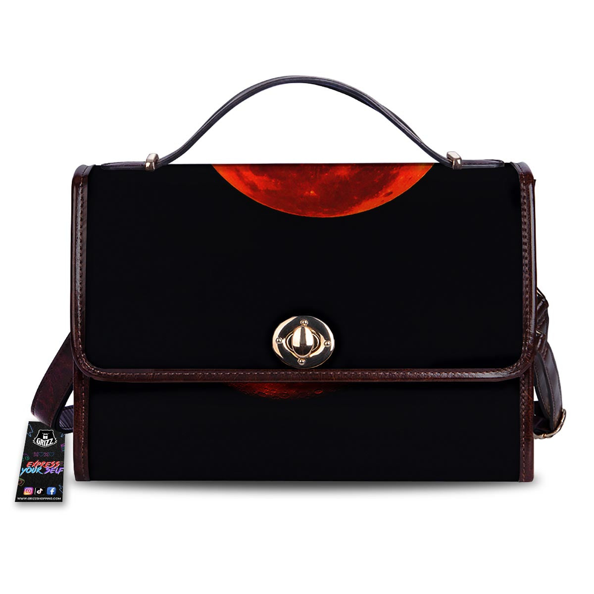 Lunar Eclipse Super Blood Moon Print Women's Satchel Bag-grizzshop