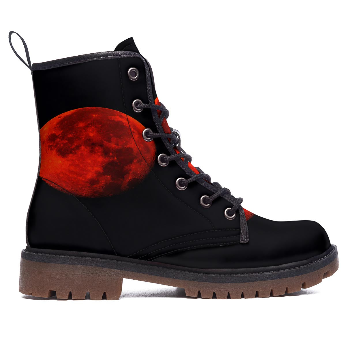 Lunar Eclipse Super Blood Moon Print Work Boots-grizzshop